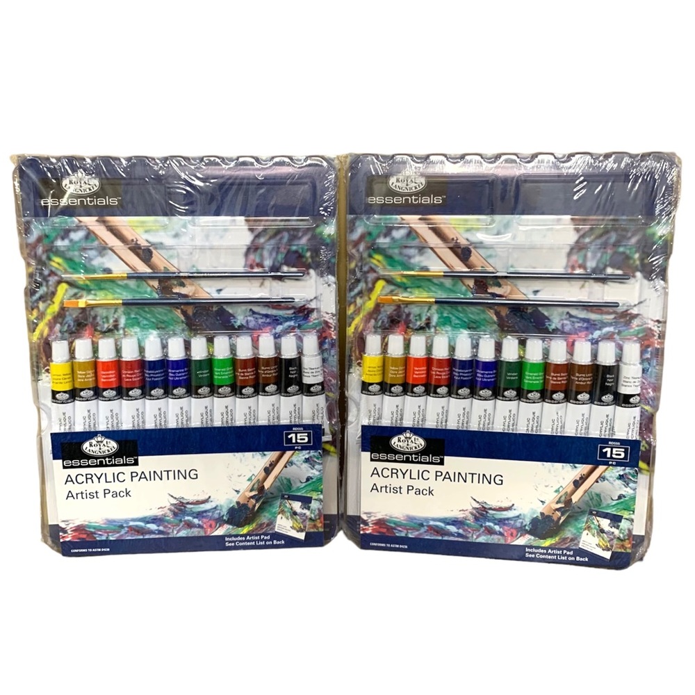 NEW (2 Pack) Royal & Langnickel Essentials Acrylic Painting 15 PC Artist Pack